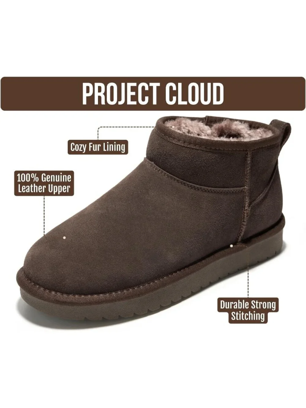 Womens Choco Brown Suede Project Cloud Genuine Leather Comfortable Ankle Boots